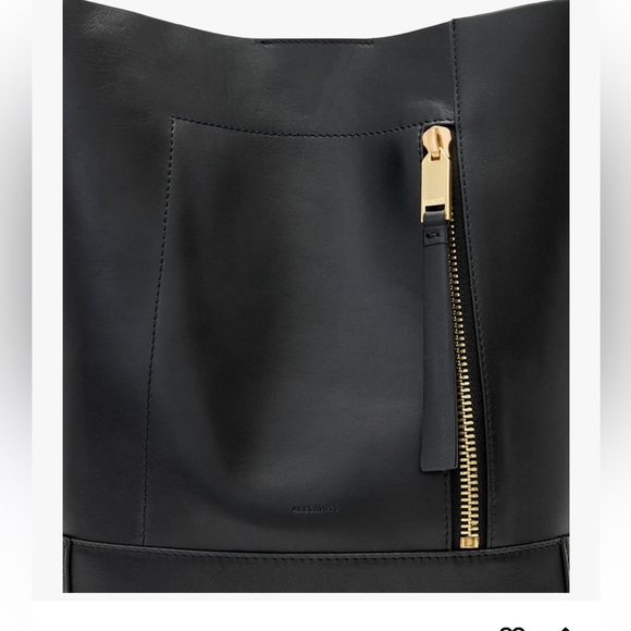 All Saints Black Leather Tote with Gold Zipper - Picture 5 of 11